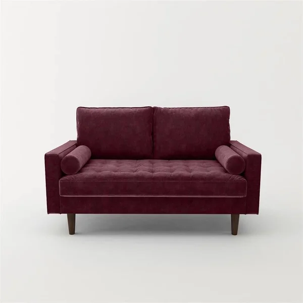 Kingway Furniture Velvet Genoa Living Room Loveseat in Rosy