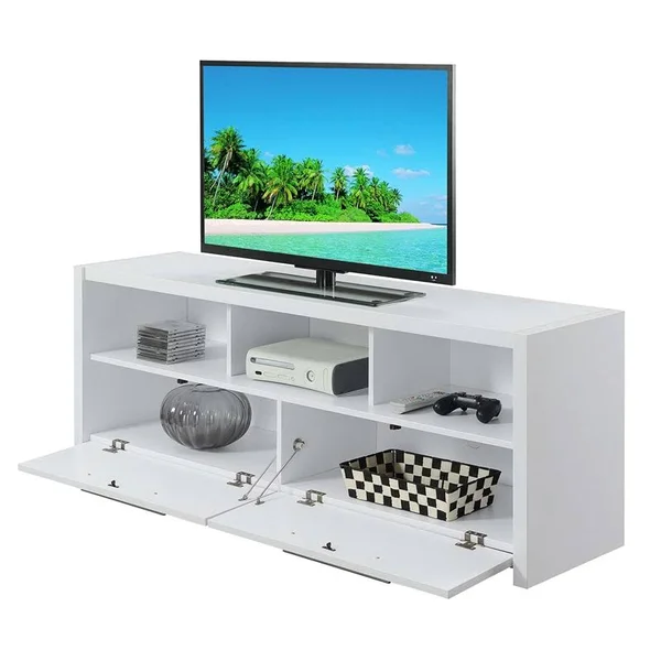 Pemberly Row 60x22 Wood TV Stand in White - PR-4753-1949393, 21.75" x 15.5"