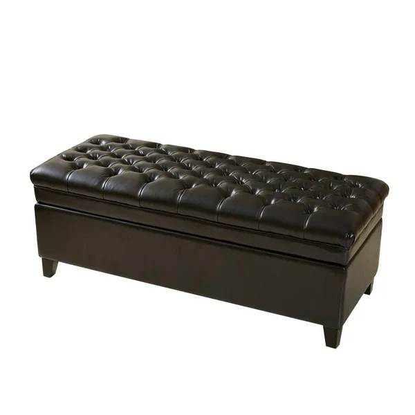 Noble House Hastings Espresso Tufted Storage Ottoman, Brown