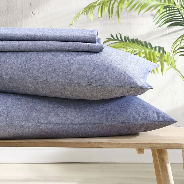 Reborn Recycled Fiber Heather Percale Sheet Set - Queen - Grey