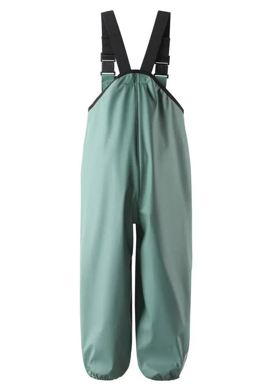 Reima Waterproof Rain Pants with Welded Seams - Suspenders & Foot Loops - Lammikko Forest Green