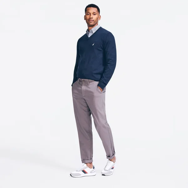 Nautica Men's Classic Fit Wrinkle-Resistant Deck Pant Blue Yonder Heather, 38x32