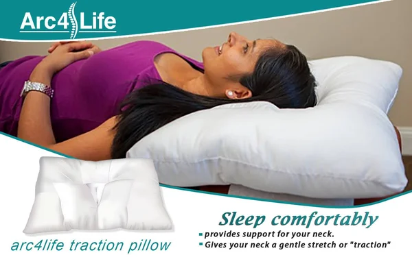 Arc4life Cervical Neck Traction Pillow for Sleeping - Queen Standard Size Side Sleeper