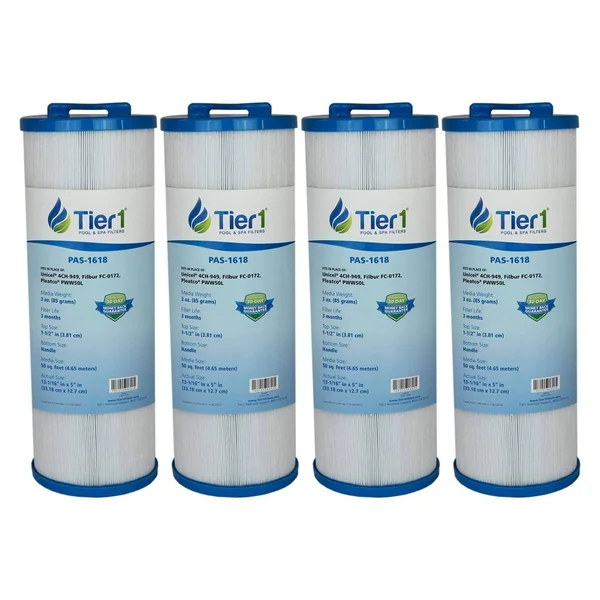 Tier1 Replacement for Waterway 817-4050 Spa Filter - Teleweir 50, PWW50L, Filbur FC-0172, Unicel 4CH-949 Spa Filter Cartridge 4 P