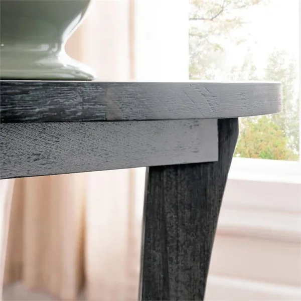Leick Rustic Wire Brushed Driftwood Round Side Table
