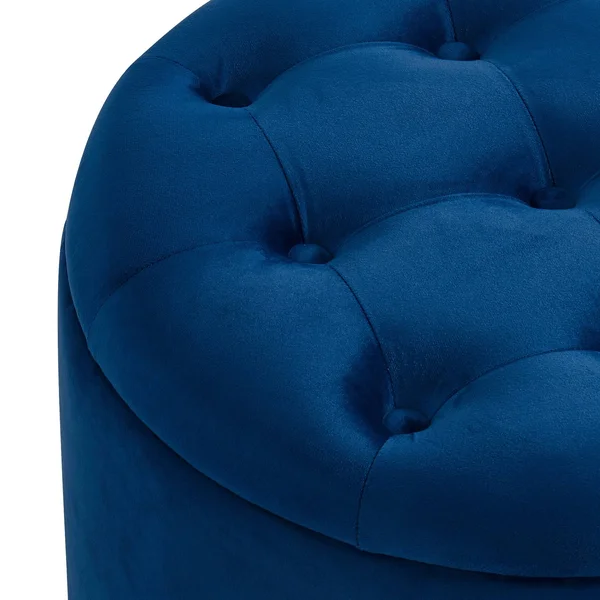 Talia Round Storage Ottoman Blue