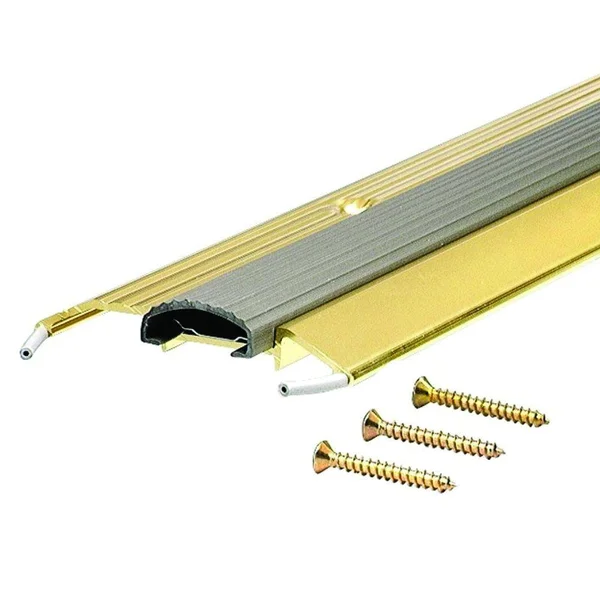 M-D Building Products Deluxe Low 3-3/4 in. x 71-1/2 in. Brite Gold Aluminum Threshold with Vinyl Seal