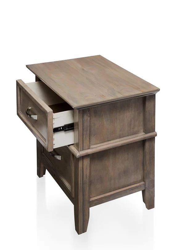 Furniture of America Ackerson 2 Drawer Nightstand in Weathered Oak