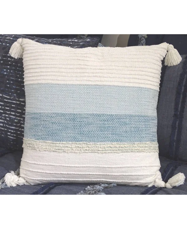 Chicos Home Throw Pillow Cover Blue & White Stripes