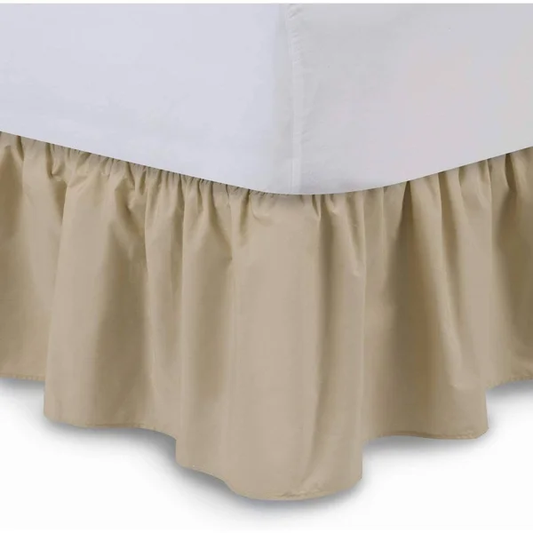 Ruffled Bed Skirt Full - Stone 21 inch Drop Bedskirt with Platform, Wrinkle and F
