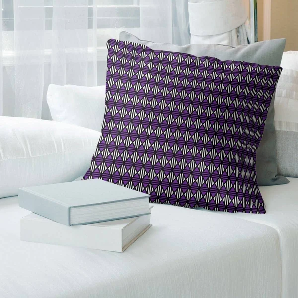 Porch & den Gilmore Classic Lined Diamonds Throw Pillow - 20 x 20 - Purple - Cotton
