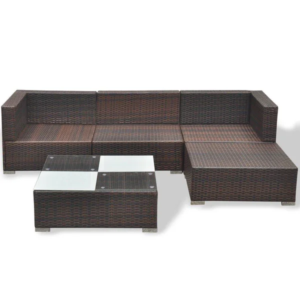 vidaXL 14 Piece Garden Sofa Set Brown Poly Rattan