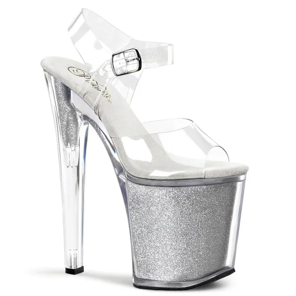 Pleaser - XTREME-808G 11 - Clear/Black Glitter