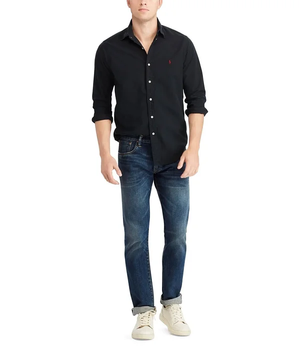 Polo Ralph Lauren Men's Big and Tall Classic Fit Garment-Dyed Long-Sleeve Oxford Shirt - Bastille Blue - Size 4XB