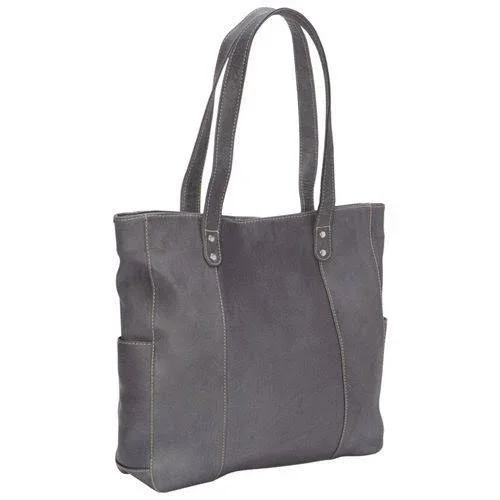 Le Donne Leather Women's Double Strap Rivet Tote - Grey