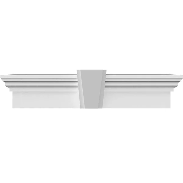 139 inch Bottom Width x 145 1/4 inch Top Width x 9 inchh x 1 inchp Traditional Crosshead w/ Deco Keystone