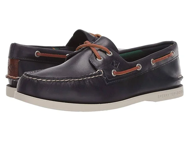 Sperry Top-Sider Men's Authentic Original 2-Eye Plush Varsity Boat Shoe - Size: 9.5, Navy Leather