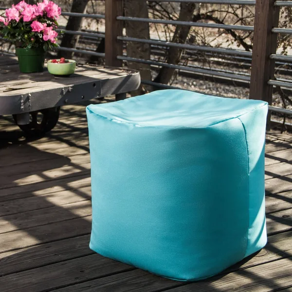 Jaxx Luckie Outdoor Pouf Ottoman, Taupe Striped