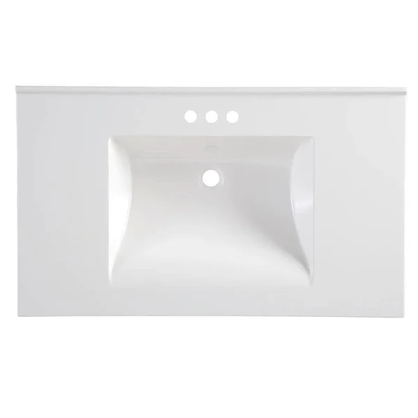 Glacier Bay 37 in. W x 22 in. D Cultured Marble Vanity Top in White with White Sink