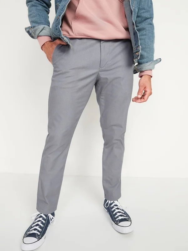 Old Navy Men's Skinny Ultimate Built-in Flex Chino Pants - Light Gray Texture - Size 30W