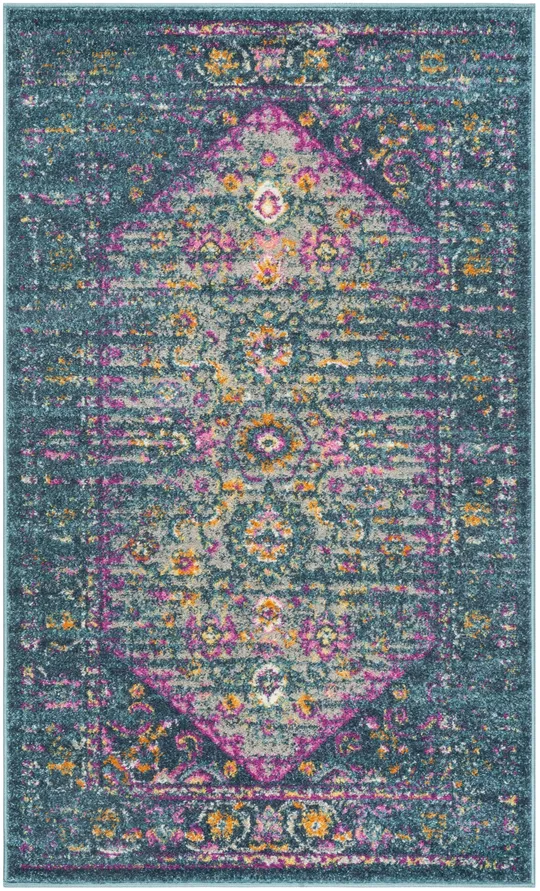 Safavieh Madison Blue/ Fuchsia Rug (9& x 12&)