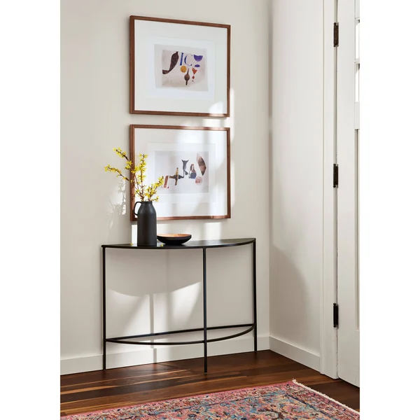 Room & Board, Modern Slim Half-Round Console Table 6D 18W 29h in Indigo Blue