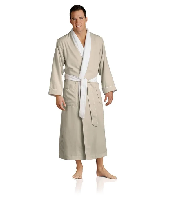 Plush Necessities Spa Robe - Luxury Microfiber Terry - Men's Best Hotel Bathrobe, Beige, 3XL