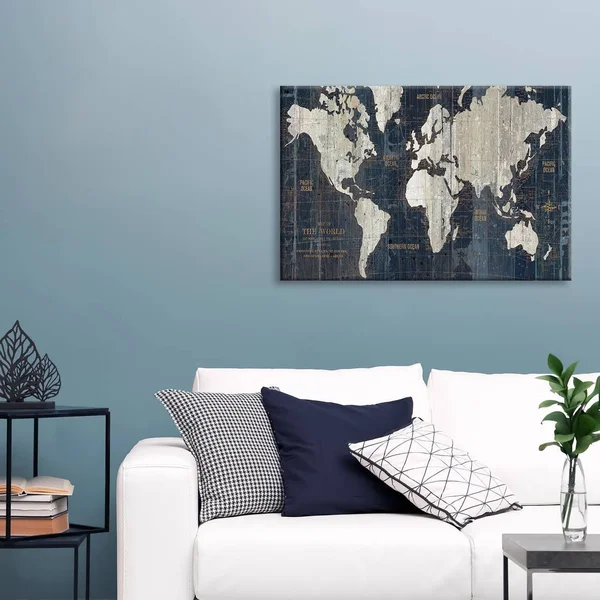 Old World Map Blue by Wild Apple Portfolio Canvas Print