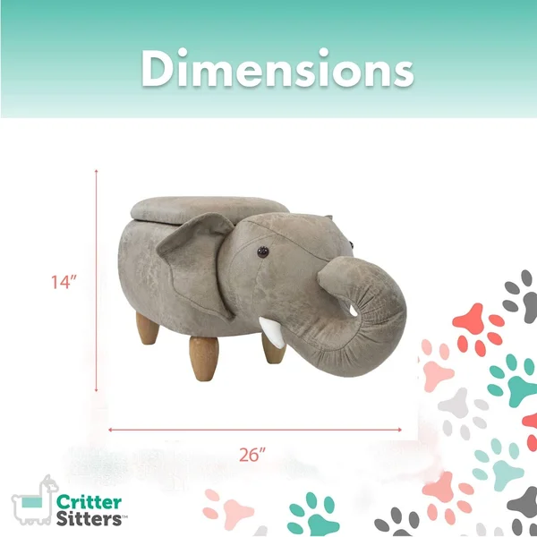 Critter Sitters Tan Elephant Animal Shape Storage Ottoman