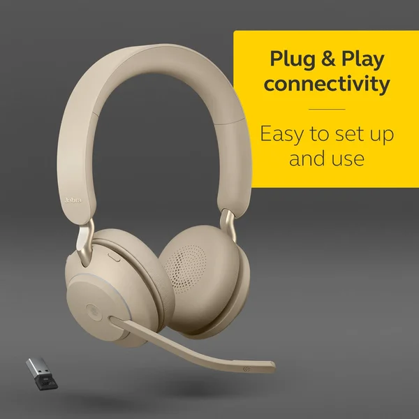 Jabra Evolve2 65 Link380a MS Stereo Headset - Beige
