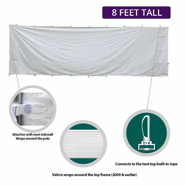 8& x 40& High Peak Frame Party & Canopy Tent Premium Blockout Cathedral Sidewall