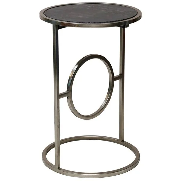 Hawthorne Collections Nicola Solid Marble Top End Table - Gray