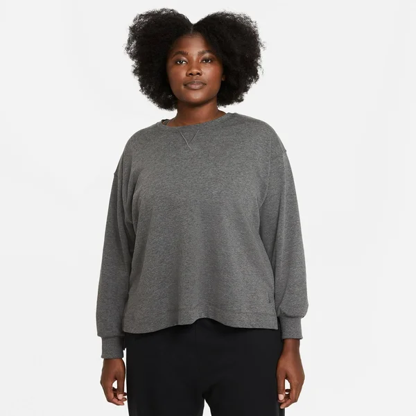 Nike Women's Yoga French Terry Sweatshirt - Black Heather - Size M