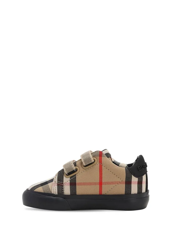 Burberry Unisex Mini Markham Check Low-top Sneakers - Walker, Toddler - Black