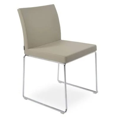 sohoConcept Aria Stackable Leg Color: Black - Upholstery Color: Bone ppm Leatherete
