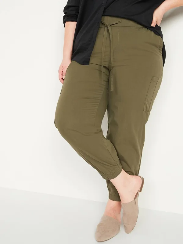 Old Navy Women's High-Waisted Poplin Tapered Jogger Plus-Size Cargo Pants - Stone Wall - Plus Size 1x