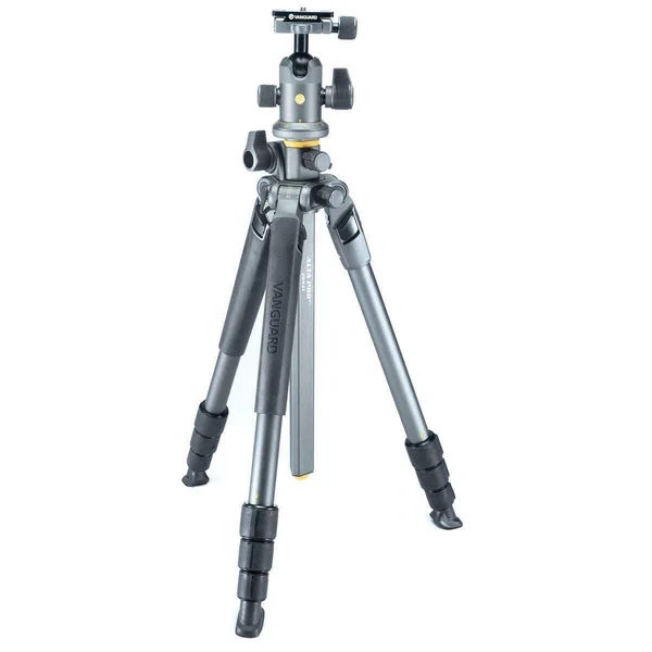 Vanguard Alta Pro 2+ 264AT 4-Section Aluminum Tripod, 15 lbs Capacity, 59x22 Maximum Height, Gray - with Vanguard Alta BH-100 Al