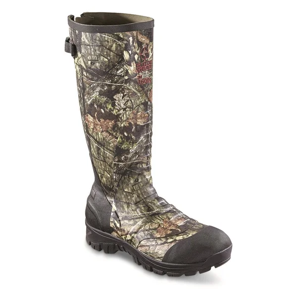 Rubber Hunting Boots: Guide Gear Ankle Fit Insulated Boots 1600 Gram - 9D, Mossy Oak Break-Up Country, Men's Size 9D