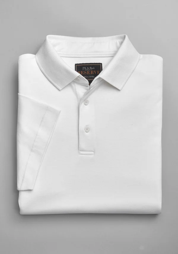 JoS. A. Bank Men's Reserve Collection Traditional Fit Short Sleeve Pima Cotton Polo - White, Large