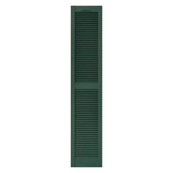 Builders Edge 12W in. Louvered Vinyl Shutter Pair Forest Green