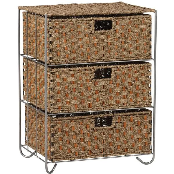 Household Essentials Seagrass, Rattan 3 Drawer Unit