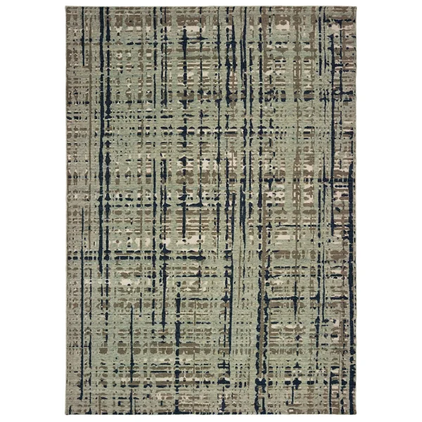 Abstract Etchings Blue/ Tan Area Rug - 9&10x22 x 12&10x22