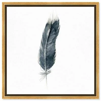 Fashion and Glam Sole Feather Feathers - Painting Print on Canvas Dakota Fields Format: Gold Framed Canvas - Size: 30x22 H x 30x2