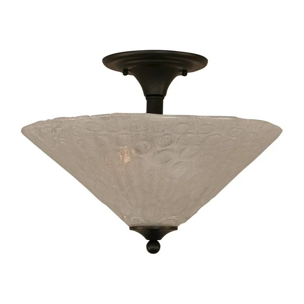 Toltec Lighting-121-MB-411-Two Light Semi-Flush Mount Matte Black Finish with Italian Bubble Glass