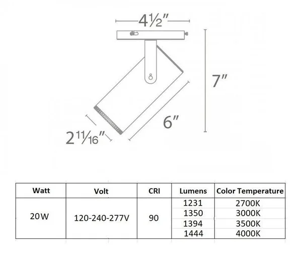 WAC Lighting MO-2020-935-WT Silo X20 LED Monopoint - White