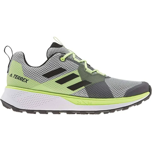 Adidas Terrex Two Trail Running Shoes - Men's - Grey Two - Core Black, Signal Green - 10.5
