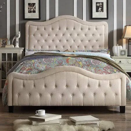 Winston Porter Sieber Upholstered Panel Bed, Size: Queen, Beige
