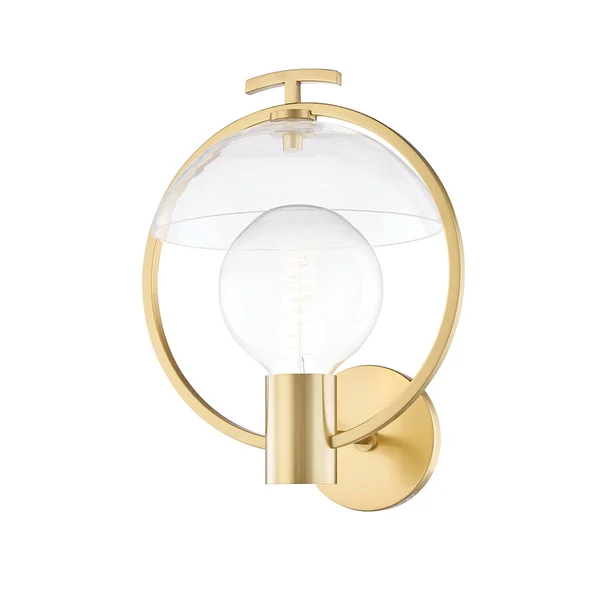 Carson Carrington Varjaren Clear Glass 1-Light Wall Sconce - Aged Brass 30805937