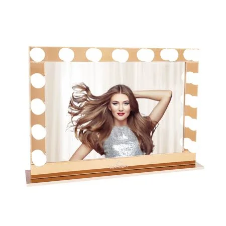 Impressions Hollywood Reflection Pro Vanity Mirror with 15 Clear LED Bulbs - Vanity Dressing Mirror with Standing Base and Chargi