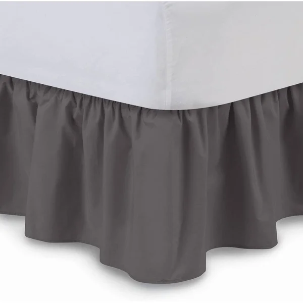 Ruffled Bed Skirt (Queen - Dove Grey) 21 inch Drop Bedskirt with Platform, Poly/Cotton Fabric, Available in All Bed Sizes and 16